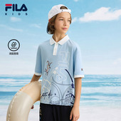印花T恤2025年夏季 新款 男中大童透气短袖 FILA斐乐儿童童装 POLO衫