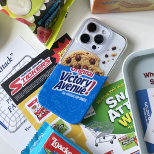 原创创意设计透明保护套小众个性 潮流 复古零食手机壳适用iPhone17ProMax苹果16 VA胜利大道曲奇饼美式