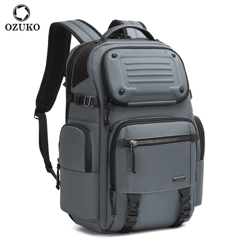 OZUKO商务通勤双肩包男士大容量出差旅行电脑背包15.6寸防水书包