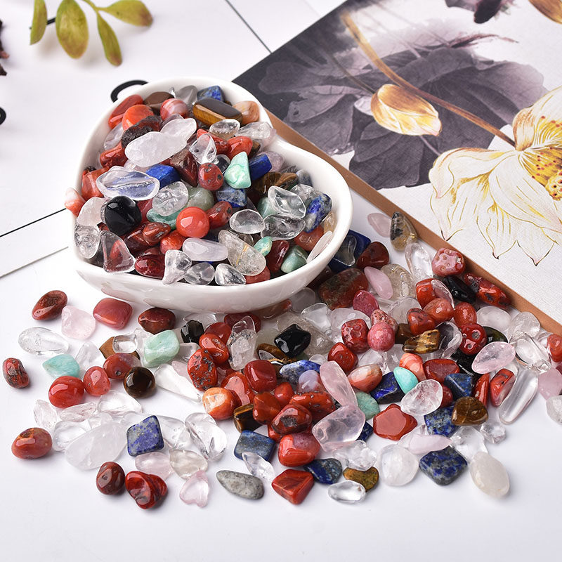 东海水晶碎石天然七彩碎石小颗粒摆件鱼缸小石子风水供佛家居盆栽