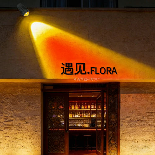 招牌夕阳红射灯店铺门头灯洗墙灯