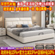北欧纳帕真皮床现代简约主卧大床1.8米软包高箱储物轻奢床双人床