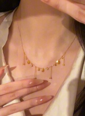 简约金色爱心流苏锁骨链百搭