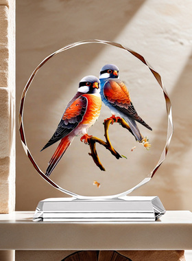 新中式圆形玄关装饰画喜上眉梢客厅茶室花鸟挂画喜鹊卧室床头摆件