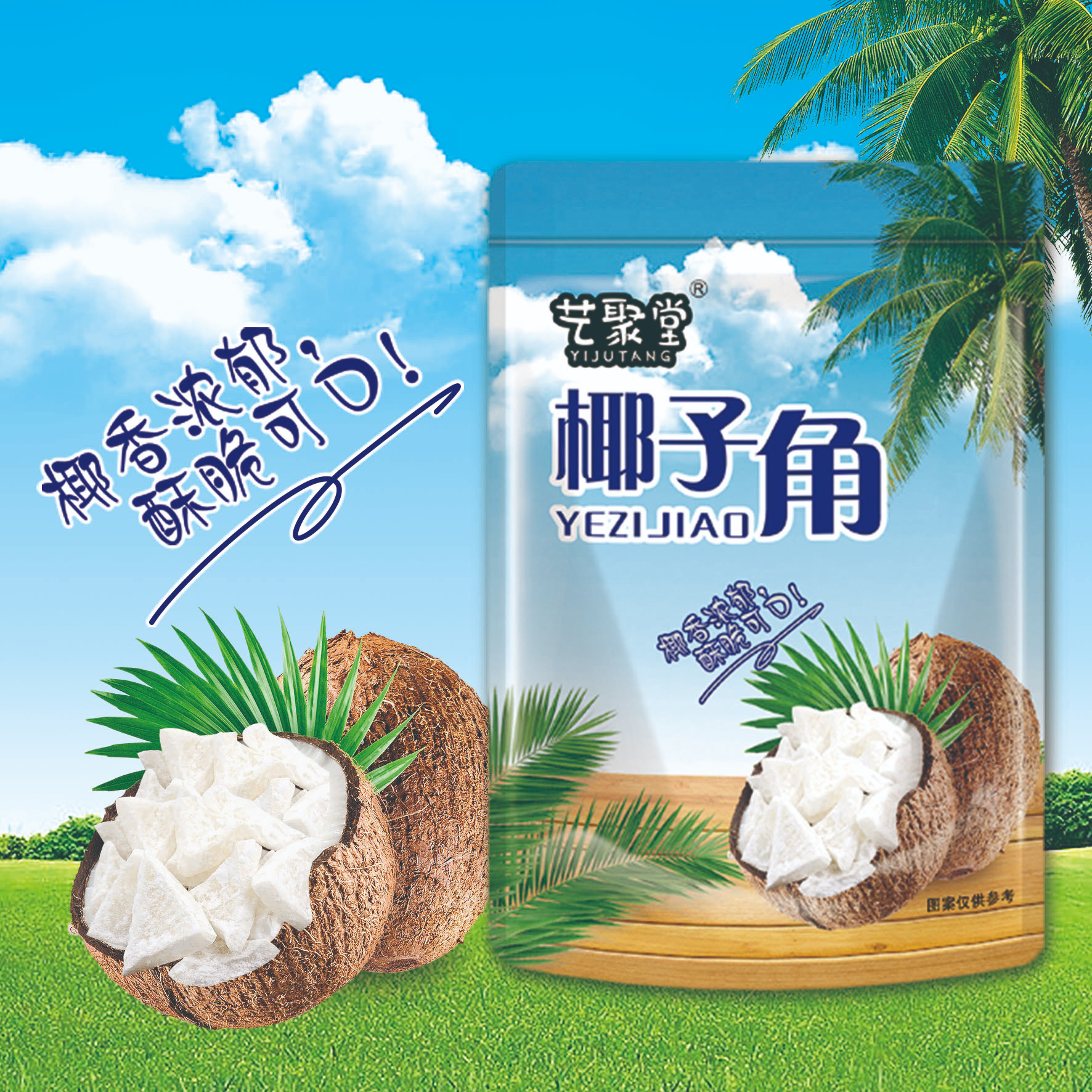 海南特产椰子角椰子肉块香脆椰子片少糖椰角休闲零食