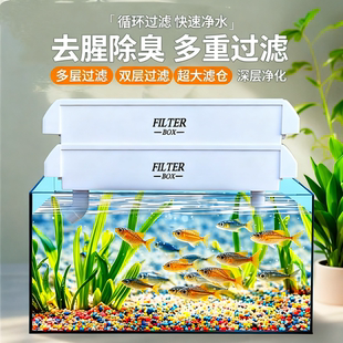 鱼缸水族箱鱼池观赏鱼上过滤盒多层培菌净水周转箱滤材净化增氧