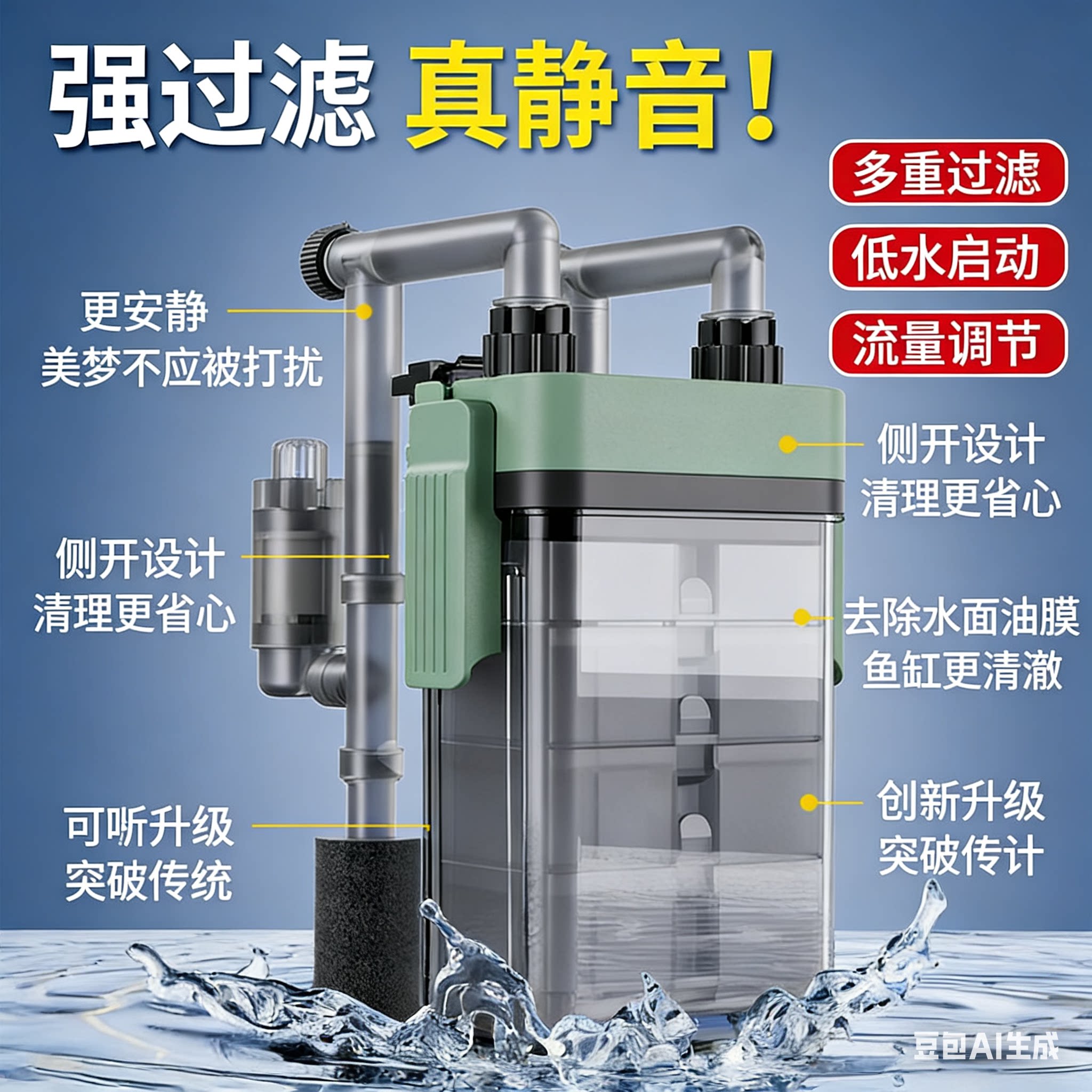 创星PFB壁挂外置净水循环系统三合一鱼缸过滤器过滤桶乌龟低水位