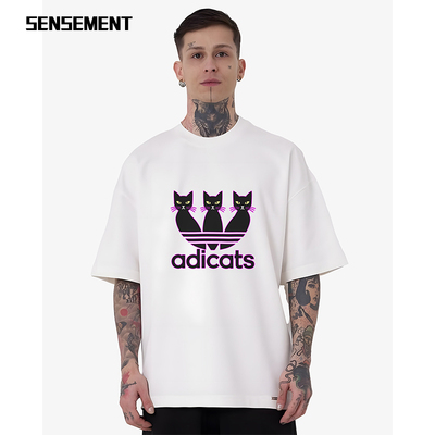SENSEMENT 夏季新品欧货潮奢卡通恶搞印花情侣装宽松短袖T恤凉感