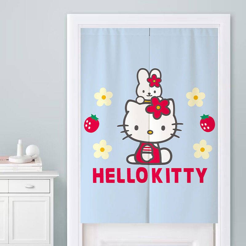 HelloKitty门帘凯蒂猫可爱风隔断帘卧室儿童房遮挡帘免打孔挂帘布