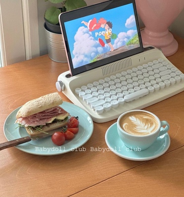 治愈蓝色 乳白咖啡杯碟 拿铁美式手冲陶瓷咖啡杯碟店用韩式