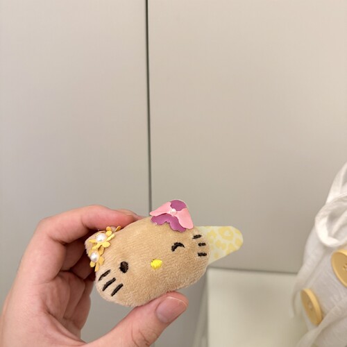 度假KT！夏威夷黑皮猫咪毛绒发夹BB夹大号掰掰夹趣味少女感侧边夹