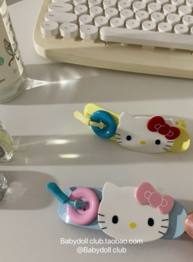 Kitty化妆夹~Kt猫咪纽扣发夹大号鸭嘴夹半扎盘发夹子发抓发饰品