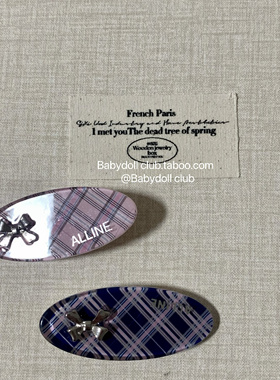 blackpink小点缀～粉格子蝴蝶结甜美鸭嘴夹发夹边夹简约少女发饰