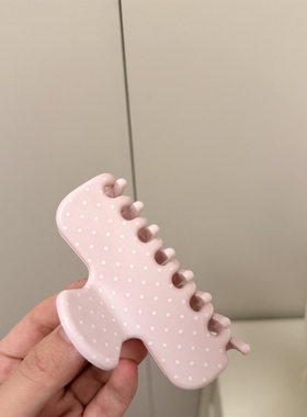 韩货高品质~奶油色波点抓夹！可爱miu系醋酸鲨鱼夹百搭发夹发饰