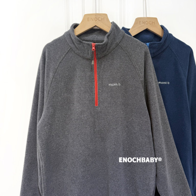 ENOCHBABY冬季新款童男童摇粒绒半拉链户外卫衣刺绣立领长袖上衣