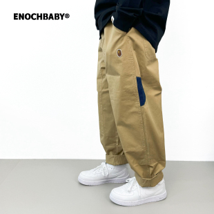 ENOCHBABY男童裤子春款2026新款超酷男孩工装裤纯棉休闲儿童长裤