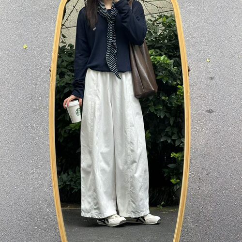 版型好看的阔腿裤白色气