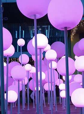 led呼吸之光泡泡灯景区森林吹气七彩感应互动户外氛围景观灯