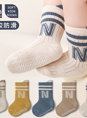 初新生婴幼儿童男女宝宝a类春秋季新款提耳束腰防滑中筒地板袜子
