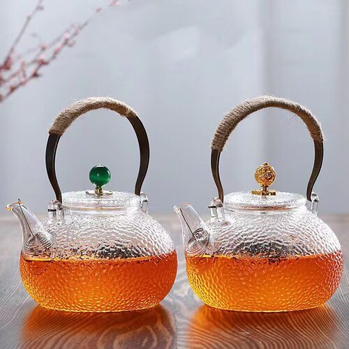 分销现货工厂玻璃茶壶锤纹煮茶壶