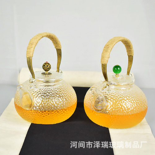 日式耐高温玻璃壶锤纹煮茶壶