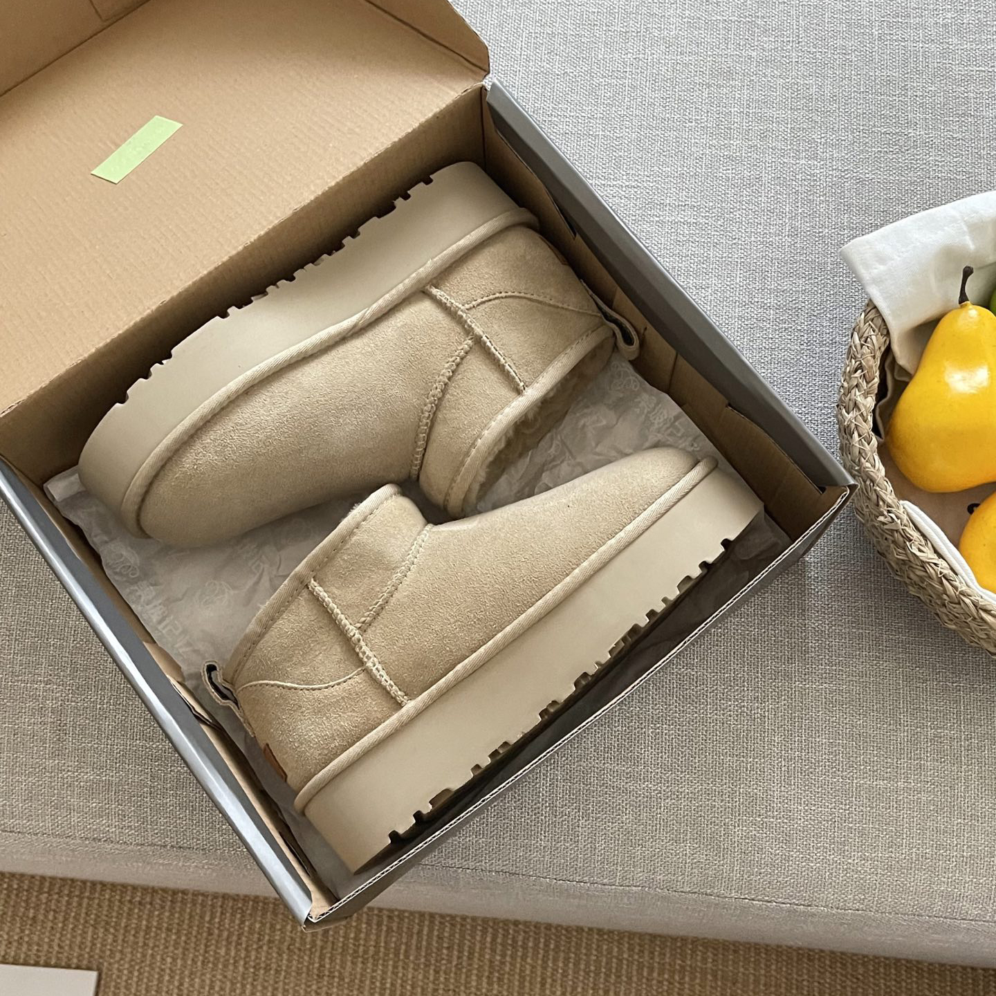 【顺丰包邮】河南桑坡羊皮毛一体 3cm周冬雨同款雪地靴厚底棉靴冬