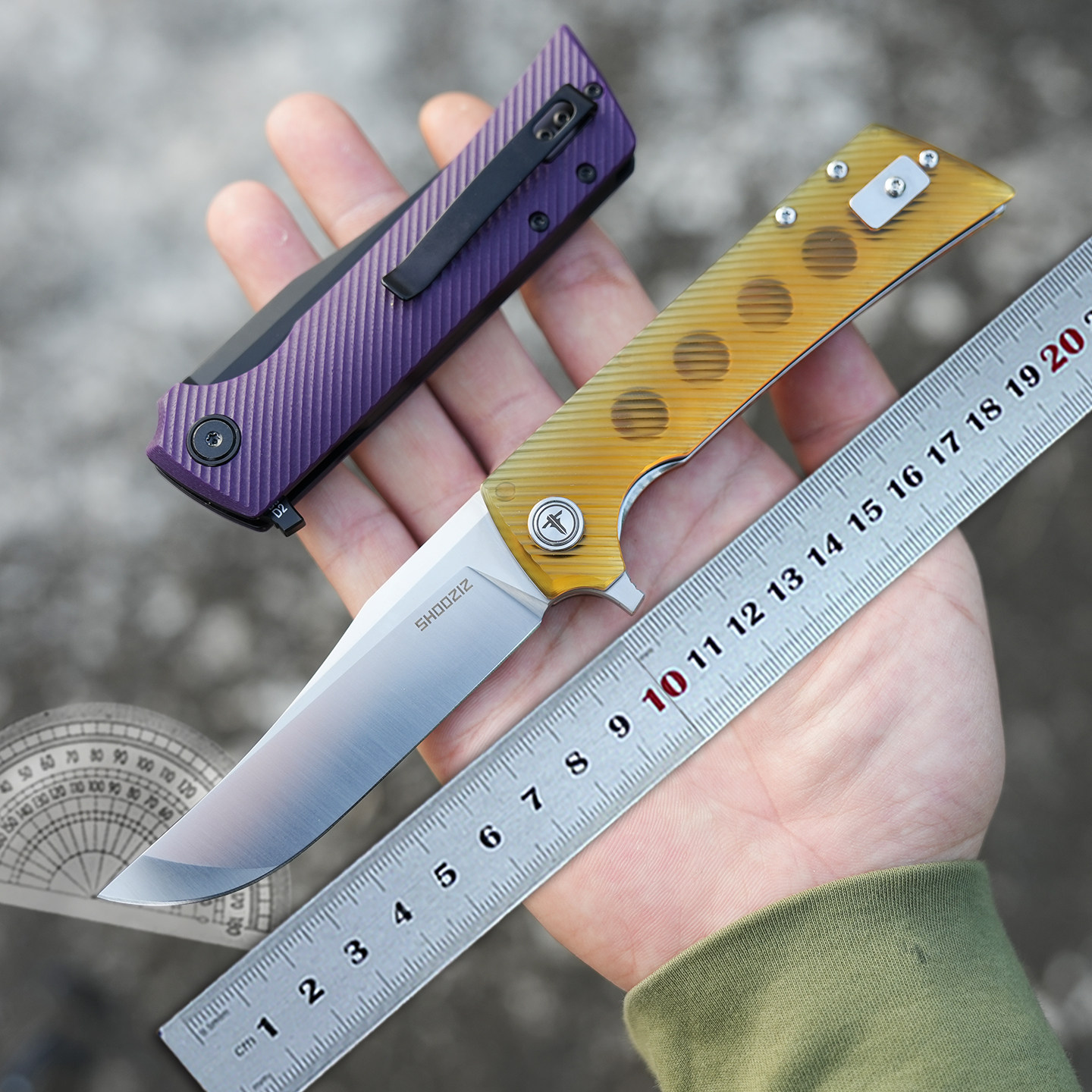 SHOOZIZ XUN113折刀 二代 D2钢 户外露营水果刀 战术折叠刀口袋刀