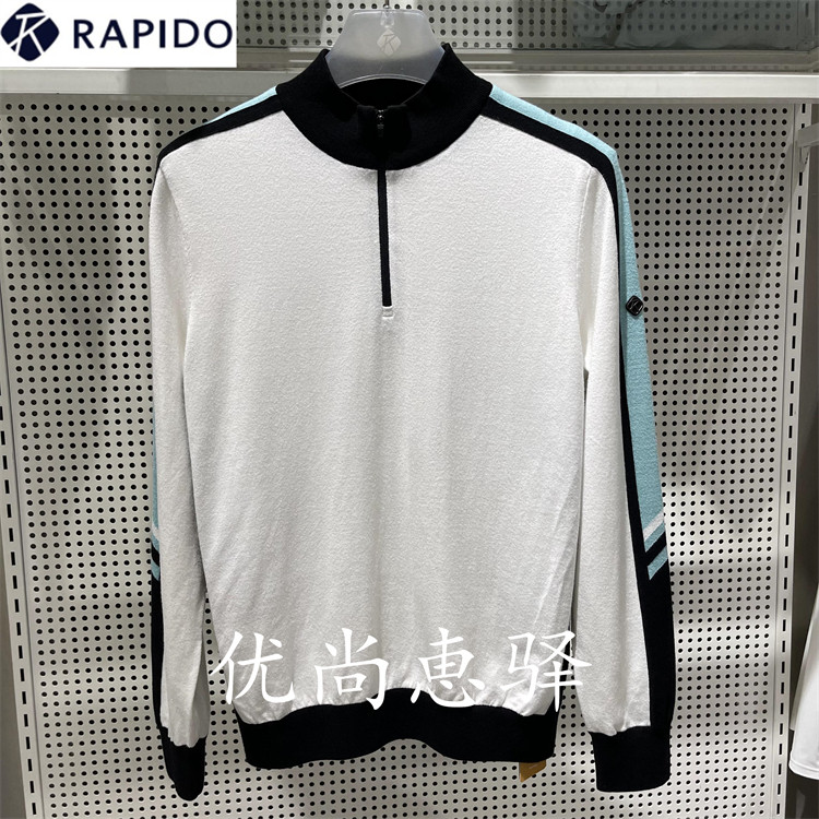 삼성 RAPIDO ?霹道 21 겨울 남성 하프 지퍼 컬러 블록 스웨터 CN1951Z011