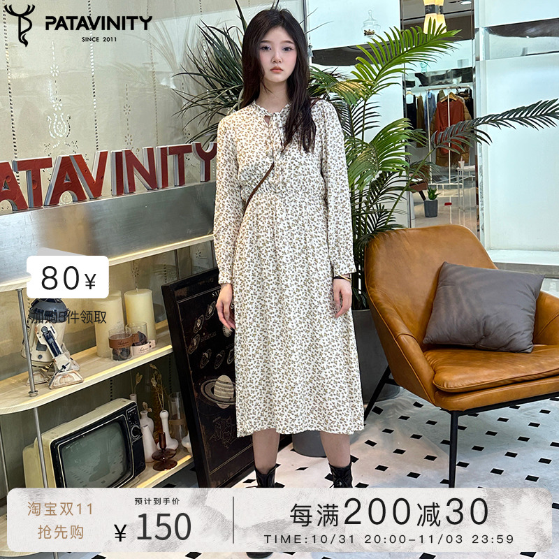 PATAVINITY冬领结设计碎花连衣裙女装8F1482459