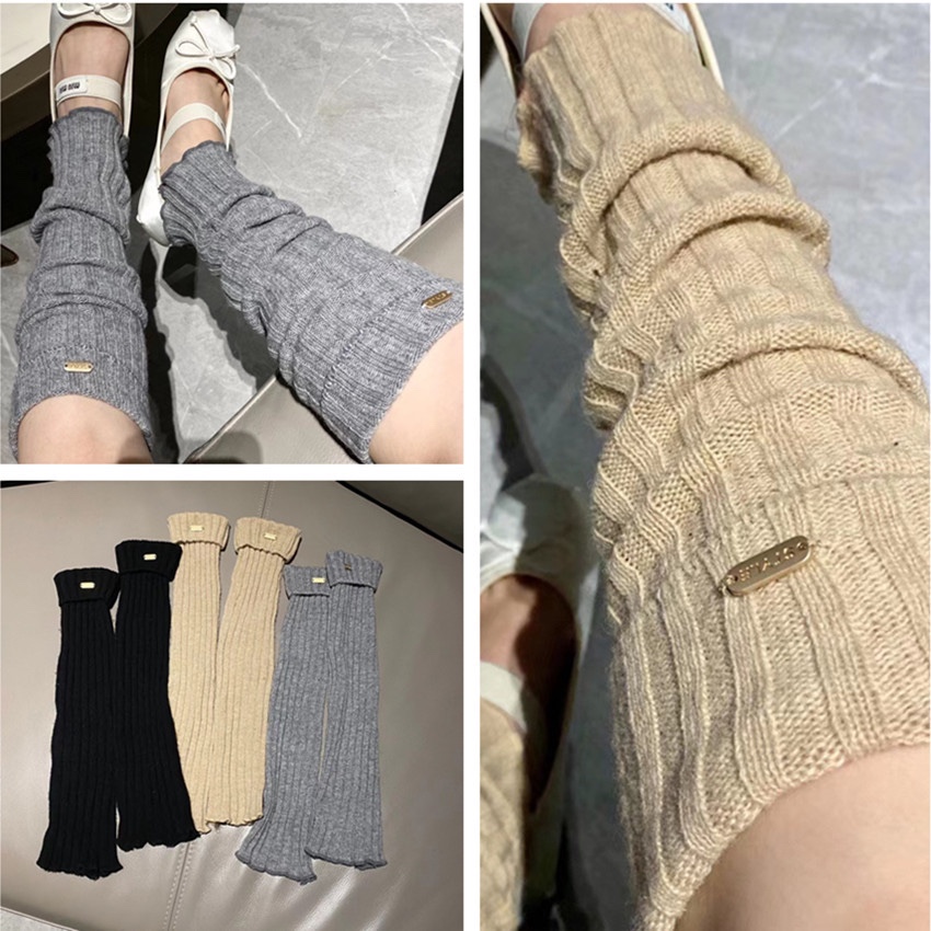 韩国进口helder老板娘两用羊毛袜套金扣袖套潮袜保暖护臂套小腿袜