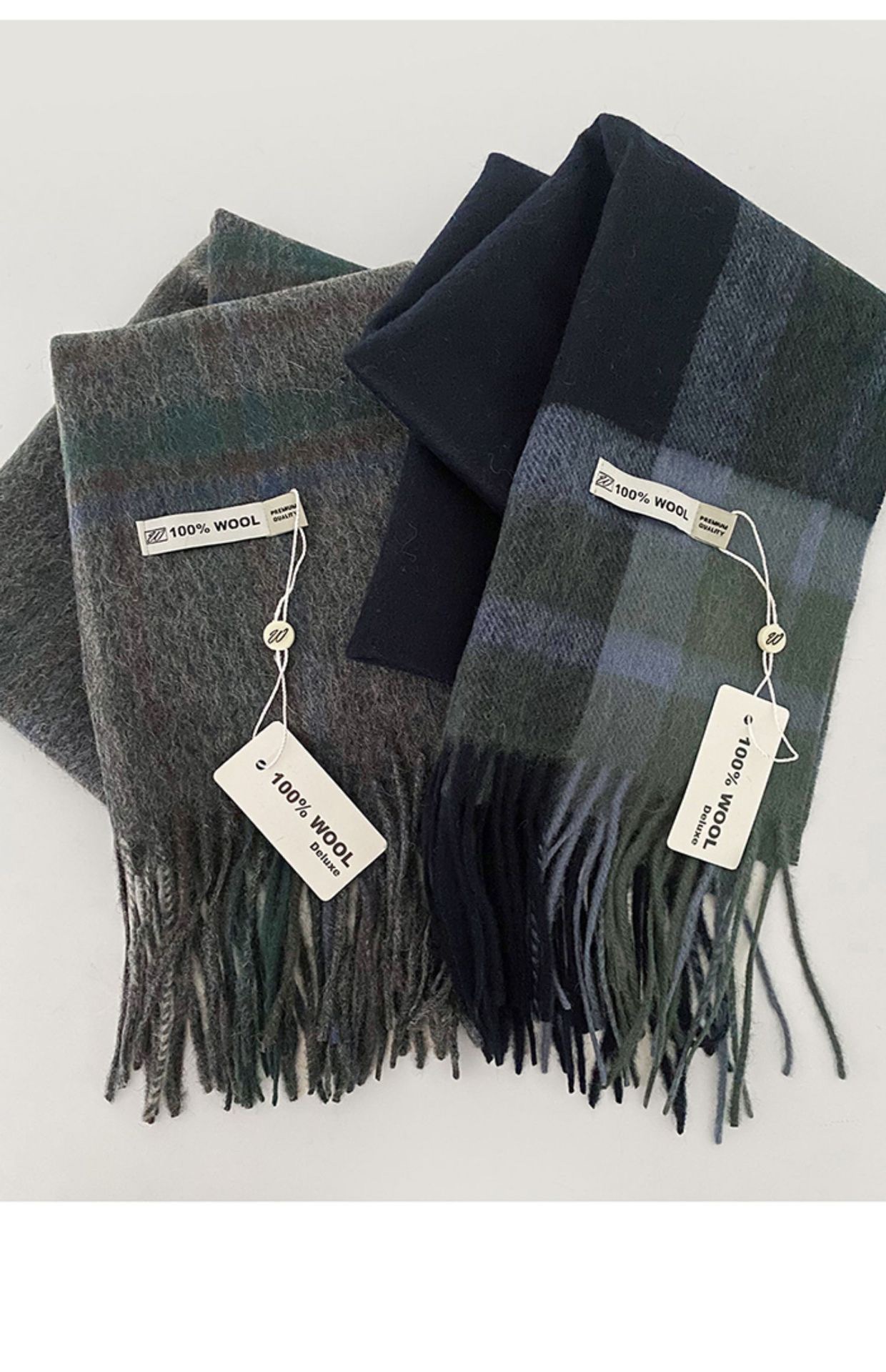 韩国东大门代购slowb羊毛100wool秋冬复古格纹围巾女保暖围脖披肩