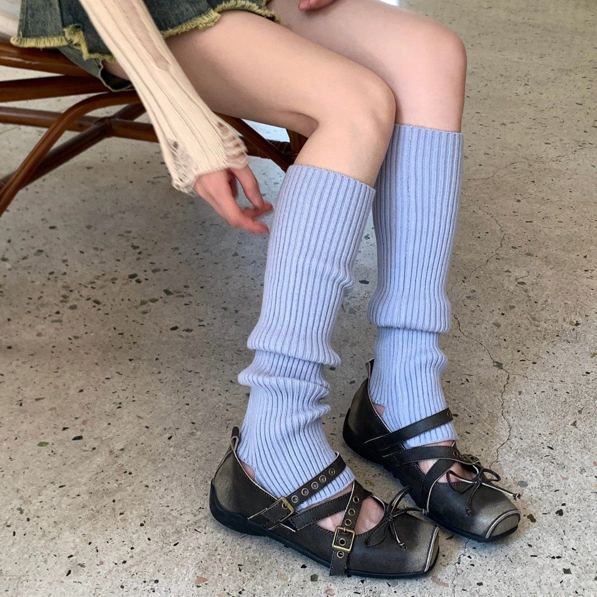 糖果色踩脚袜套堆堆袜女秋冬基础款日系纯色显瘦保暖腿套小腿袜