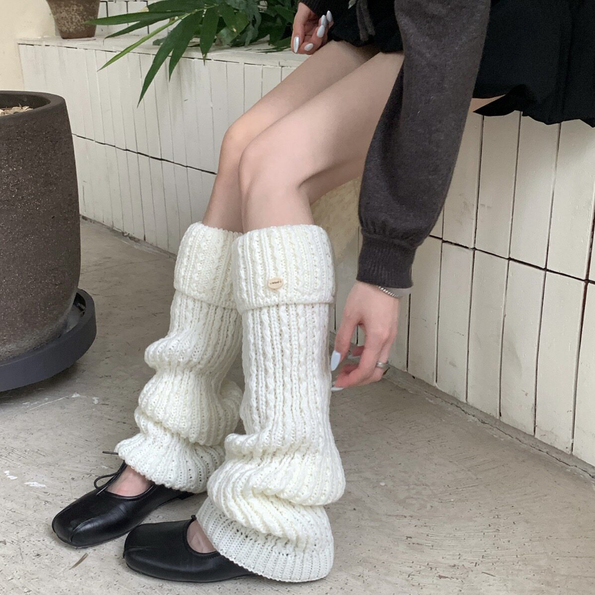 加长过膝象腿袜麻花纹翻边堆堆袜套女秋冬加厚保暖护膝腿套小腿袜