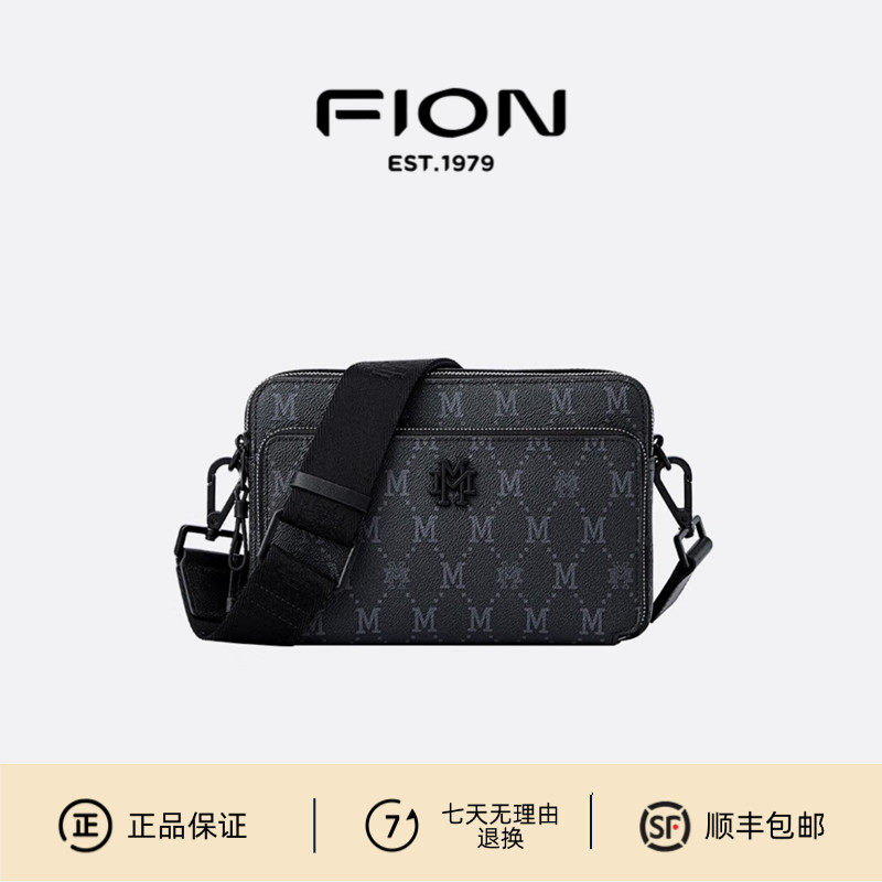 Fion菲安妮小方包男士斜挎包新款简约休闲单肩包包男款NNMMJNC006