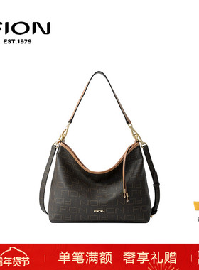 Fion菲安妮老花托特包2025新款单肩女包包大容量斜挎包FAAFJGC187