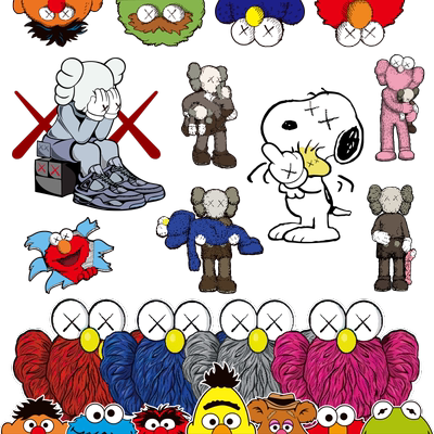 芝麻街kaws潮牌可爱遮挡改装车贴