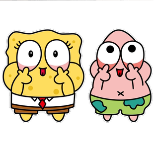 海绵宝宝扮鬼脸车贴派大星可爱卡通电动车摩托车划痕遮挡防水贴纸