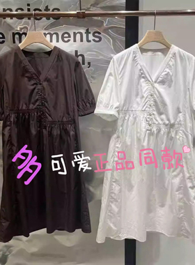 衣播连衣裙BDR3LD3252商场同款2025秋小众不规则收腰V领裙子浅月