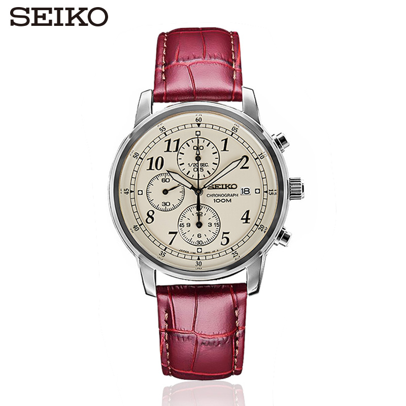ÈÕ±¾Seiko¾«¹¤ChronographÒ¹¹âÕæÆ¤´øÈýÑÛ¼ÆÊ±Ê¯Ó¢ÊÖ±íÄÐ