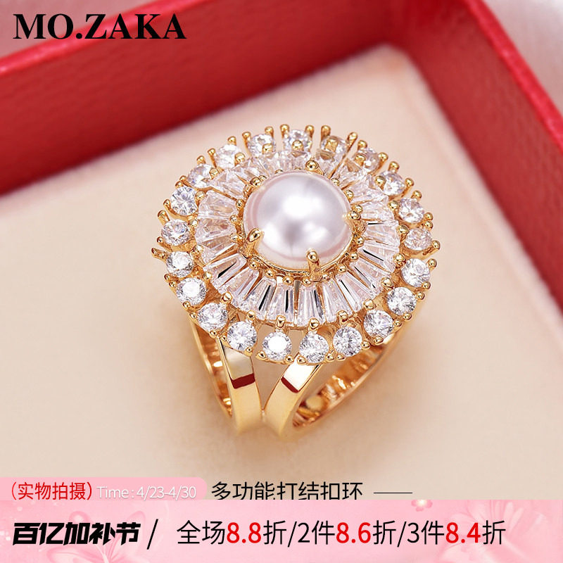 三环丝巾扣女高档两用奢华仿珍珠小方巾配饰韩版气质固定打结扣环