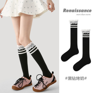 Renaissance原创女袜秋冬新款 学院风蕾丝公主袜显瘦小腿袜子女