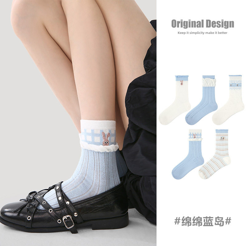 OriginalDesign原创女袜春夏薄款中筒袜花边韩系透气网眼卡丝袜,女士内衣/男士内衣/家居服,中筒袜,淘宝优惠券,粉丝福利购,淘宝优惠卷