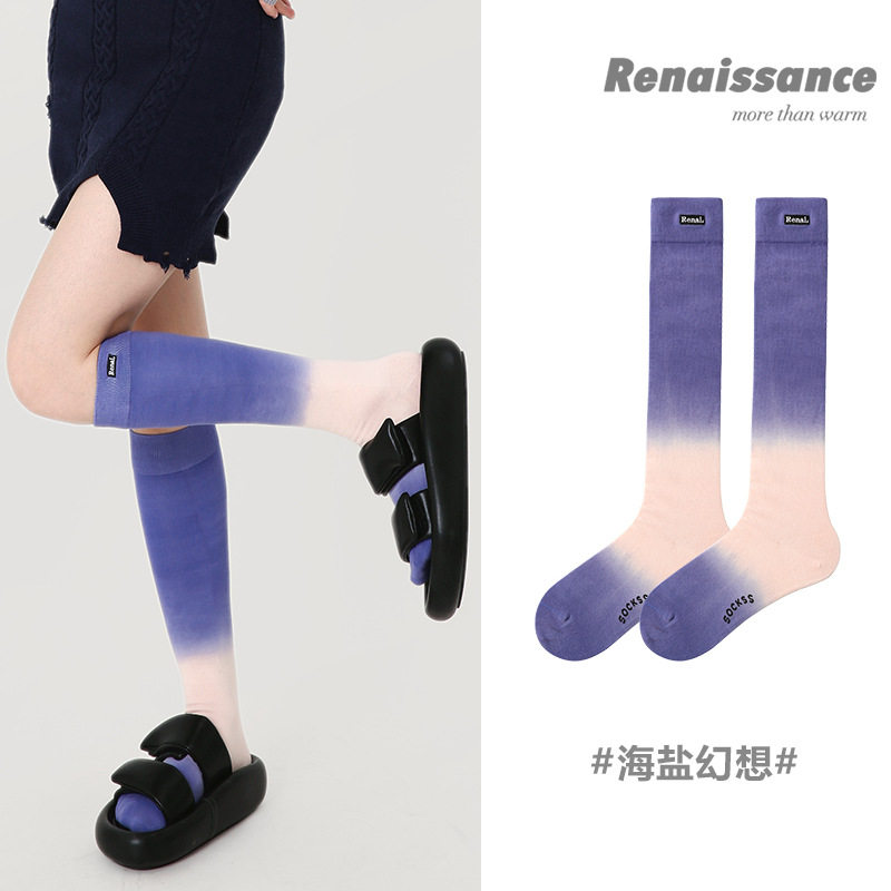 文艺复兴原创女袜春夏渐变色长筒袜礼盒装小腿袜ins高筒及膝长袜,女士内衣/男士内衣/家居服,长筒袜,淘宝优惠券,粉丝福利购,淘宝优惠卷