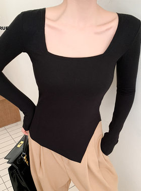 HENNYRUE双面绒女开叉胸垫上衣