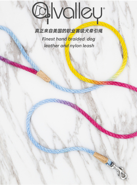 美国ALVALLEY纯手工编织尼龙后端狗绳狗链项圈狗链牵引绳宠物绳子