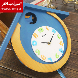 挂墙实木石英钟饰 时尚 欧式 钟表挂钟客厅家用静音儿童简约田园中式