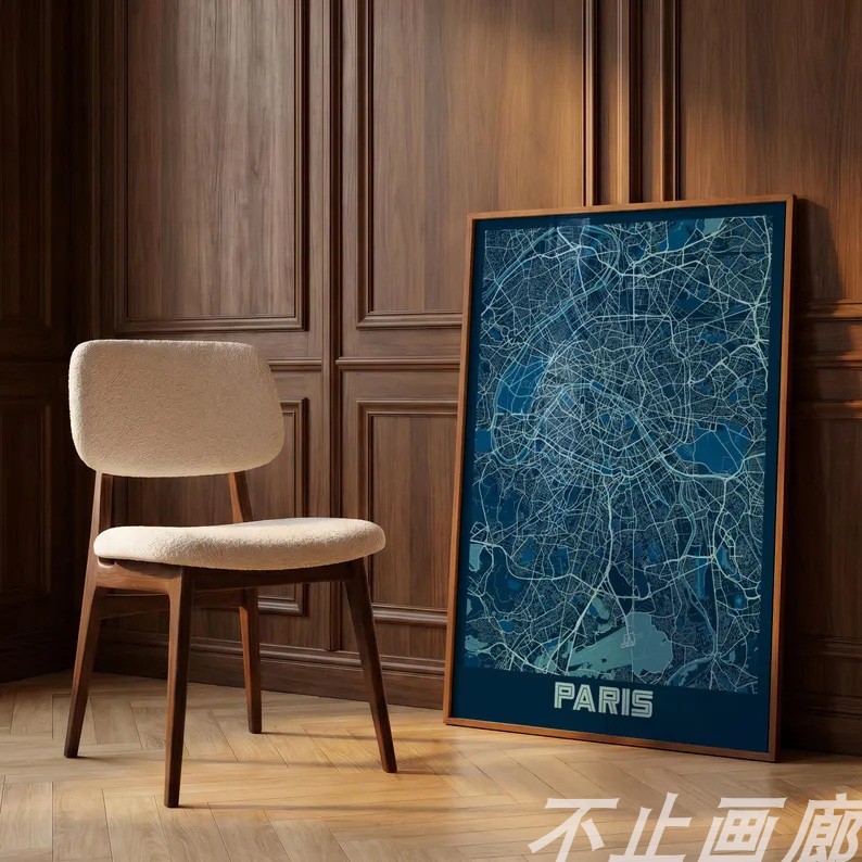 复古怀旧美式地图东京巴黎洛杉矶现代装饰画