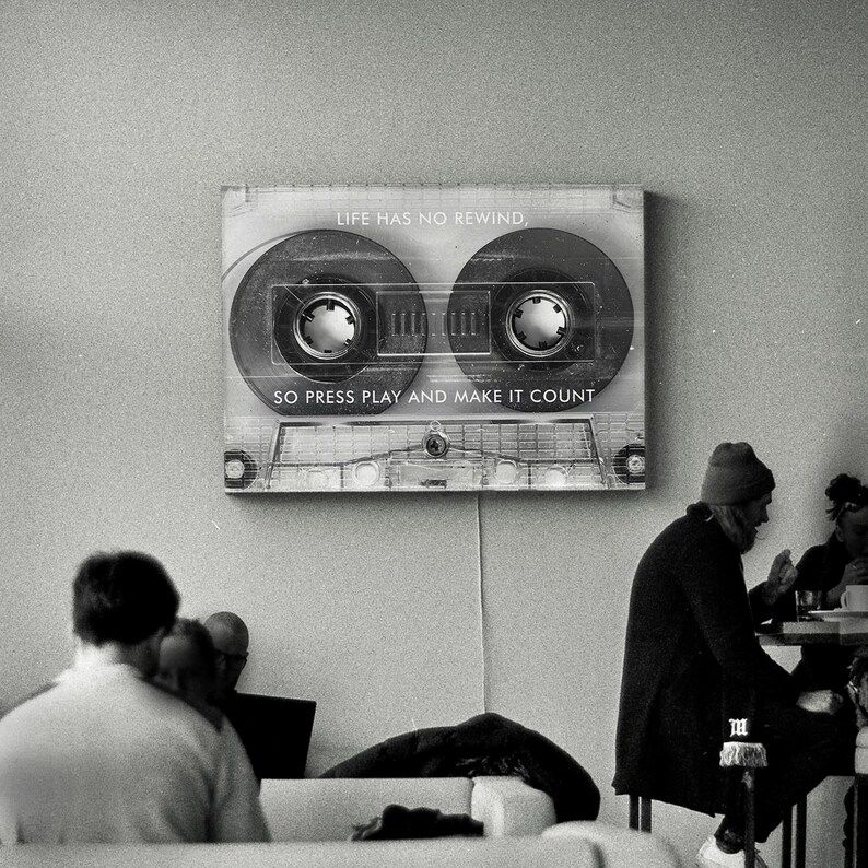 无框画现代简约装饰画挂画墙壁卧室床头画录音磁带复古怀旧音乐