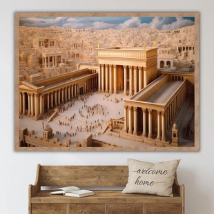 装饰画有框挂画墙壁复古怀旧美式十字架风景耶路撒冷 Jerusalem