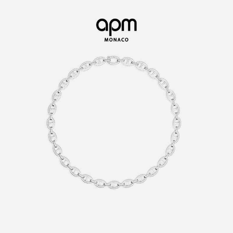 [杨紫同款]APM Monaco链环长项链女银色锁骨链送人生日圣